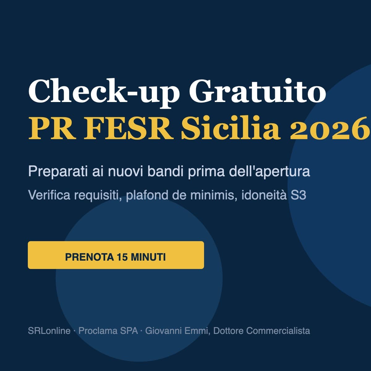 Check-up Gratuito PR FESR Sicilia 2026: Preparati ai Nuovi Bandi Prima dell'Apertura | SRLonline